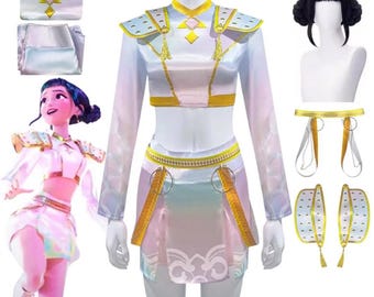 Zoey Kpop Demon Hunters Cosplay Costume Disguise for Women Girl Skirt Top Wig Set Group Idol Huntrx Halloween Carnival Suit