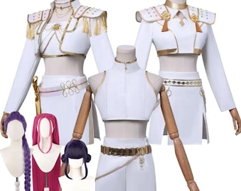 Kpop Demon Hunters Zoey Rumi Mira Cosplay Costume for Women Girl Clothing Wig Group Idol Roleplay Outfit Halloween Carnival Suit