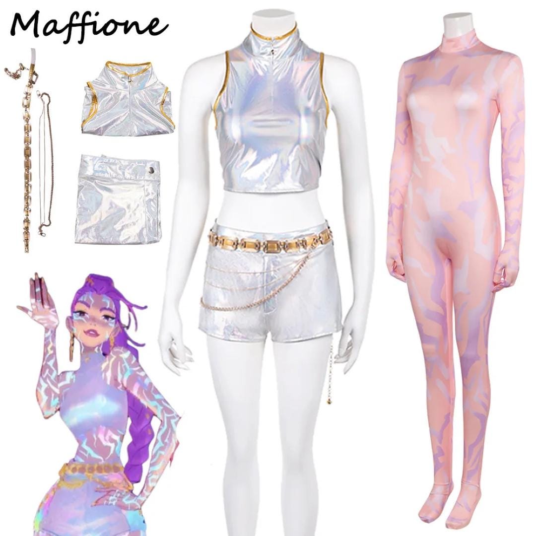 Rumi Cartoon Demon Cos Hunter of KPop Cosplay Dance Costume Tattoo Jumpsuits Outfit Bodysuit Women Sliver Clothes Halloween Zoey