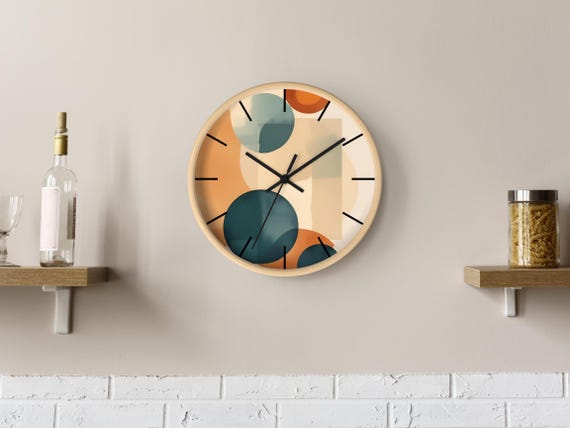 MCM Clock, Mid Century Modern Wall Clock | 10" MCM Abstract Clock | Retro Geometric Wall Decor | Minimalist Home Accent | Boho Wall Clock
