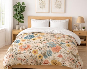 Copripiumino floreale - Biancheria da letto in stile country francese - Biancheria da letto stravagante - Copripiumino matrimoniale, king size, singolo, singolo XL