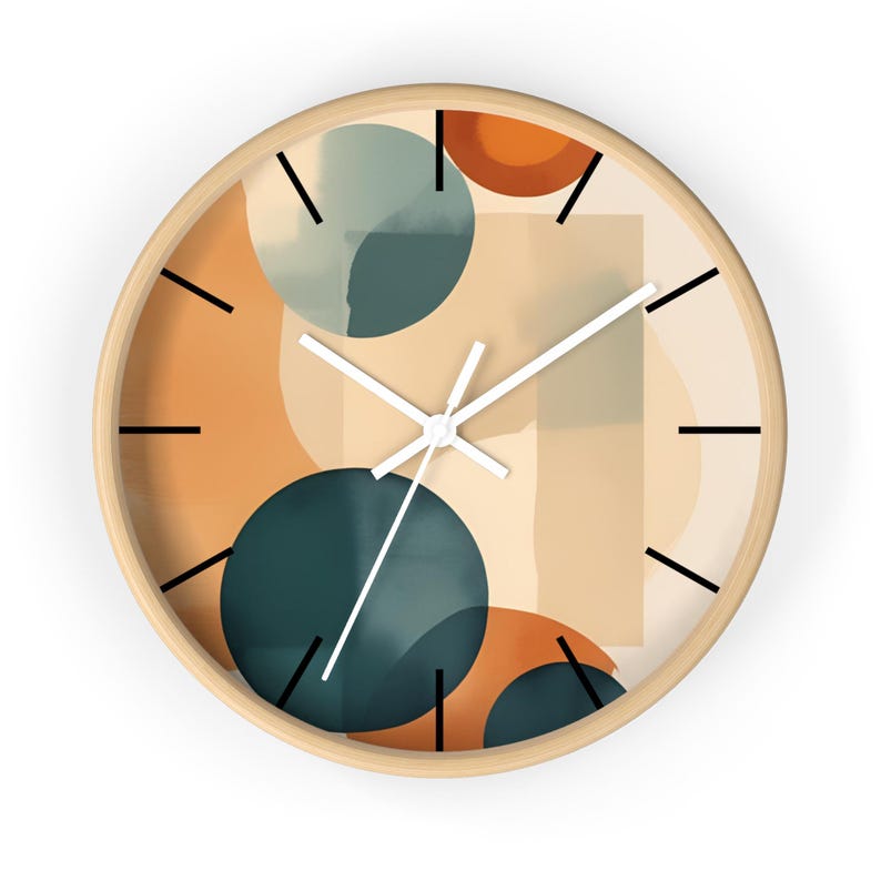 Orologio MCM, orologio da parete moderno di metà secolo / orologio astratto MCM da 10 pollici / decorazione da parete geometrica retrò / complemento d'arredo minimalista / orologio da parete boho immagine 4