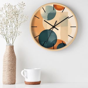 Orologio MCM, orologio da parete moderno di metà secolo / orologio astratto MCM da 10 pollici / decorazione da parete geometrica retrò / complemento d'arredo minimalista / orologio da parete boho immagine 7