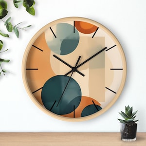 Orologio MCM, orologio da parete moderno di metà secolo / orologio astratto MCM da 10 pollici / decorazione da parete geometrica retrò / complemento d'arredo minimalista / orologio da parete boho immagine 6