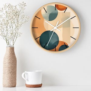 Orologio MCM, orologio da parete moderno di metà secolo / orologio astratto MCM da 10 pollici / decorazione da parete geometrica retrò / complemento d'arredo minimalista / orologio da parete boho immagine 8