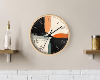 Orologio MCM, orologio da parete moderno di metà secolo / orologio astratto MCM da 10 pollici / decorazione da parete geometrica retrò / accento minimalista per la casa / orologio da parete boho