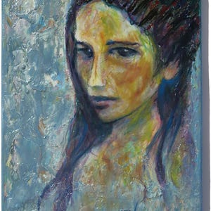 Original Oil Painting on Gallery Wrapped Stretched Canvas of 12 by 9 by 3/4 in. / expressionism female face artist realism portrait gallery