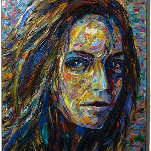 SOLD -Original Oil Painting on Gallery Wrapped Stretched Canvas of 30 by 24 by 3/4 in./expressionism female face artist realism pop portrait