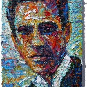 SOLD - Original Oil Painting on Gallery Wrapped Stretched Canvas of 16 by 12 by 3/4 in. / expressionism male face realism pop art portrait