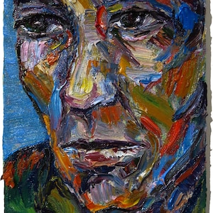 Original Oil Painting on Gallery Wrapped Stretched Canvas of 16 by 12 by 3/4 in./ expressionism face artist realism male gallery NYC art man