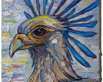 Impressionism Oil Portrait Painting: Bird Portrait on Gallery Wrapped Canvas (16x12 in.)