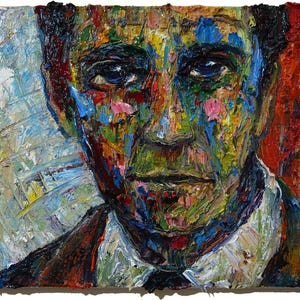 Original Oil Painting on Gallery Wrapped Stretched Canvas of 12 by 16 by 3/4 in./ expressionism face artist realism male gallery NYC art man
