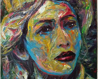 Original Oil Painting on Cardboard of 30.5 by 24 by 3/16 in. / expressionism portrait gallery acrylic face art impasto David Padworny urban