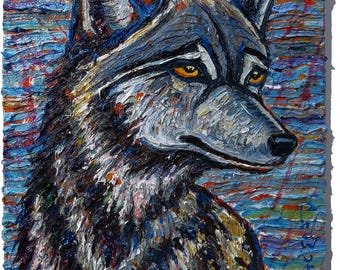 Original Ölgemälde auf Galerie gewickelter gestreckter Leinwand von 20 mal 16 mal 3/4 Expressionismus Gesicht traurig Realismus Pop Art Porträt abstrakter Hund