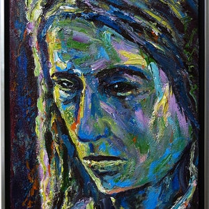 SOLD - Framed Original Oil Painting on Gallery Wrapped Stretched Canvas expressionism abstract face portrait female SOLD