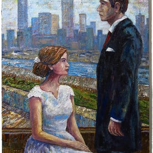 Original Oil Painting on Gallery Wrapped Stretched Canvas of 30 by 24 by 3/4 in./ expressionism couples artist realism man woman gallery NYC