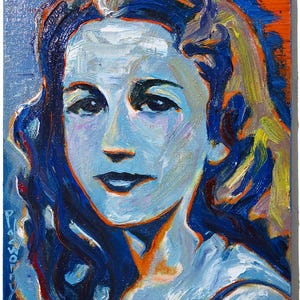 Original Oil Painting on Gallery Wrapped Stretched Canvas of 20 by 16 by 3/4 in. / expressionism female face artist realism portrait gallery