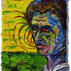 SOLD - Original Oil Painting on Gallery Wrapped Stretched Canvas of 12 by 9 by 3/4 in. / expressionism male face realism portrait abstract