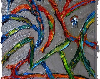 Original Oil Painting on Gallery Wrapped Stretched Canvas of 12 by 12 by 3/4 in./ abstract nyc realism pop art gallery impressionism modern