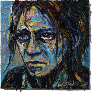 Original Oil Painting on Gallery Wrapped Stretched Canvas of 12 by 12 by 3/4 in./expressionism female face artist realism pop art portrait