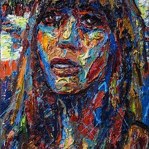 Original Oil Painting on Gallery Wrapped Stretched Canvas of 20 by 16 by 3/4 in./ expressionism female face artist realism pop art portrait