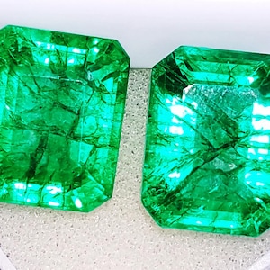 Natural Emerald Pair | 14.50 Carats | Colombian Green | With Certificates