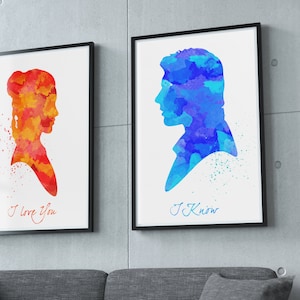 I love you I know Princess Leia Han Solo Silhouette Star Wars  instant download Decor Printable inspirational last minute gifts christmas