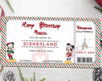 Printable Disneyland Ticket happy birthday Gift Template, birthday Gift Certificate, printable gift ticket, Theme Park surprise trip,