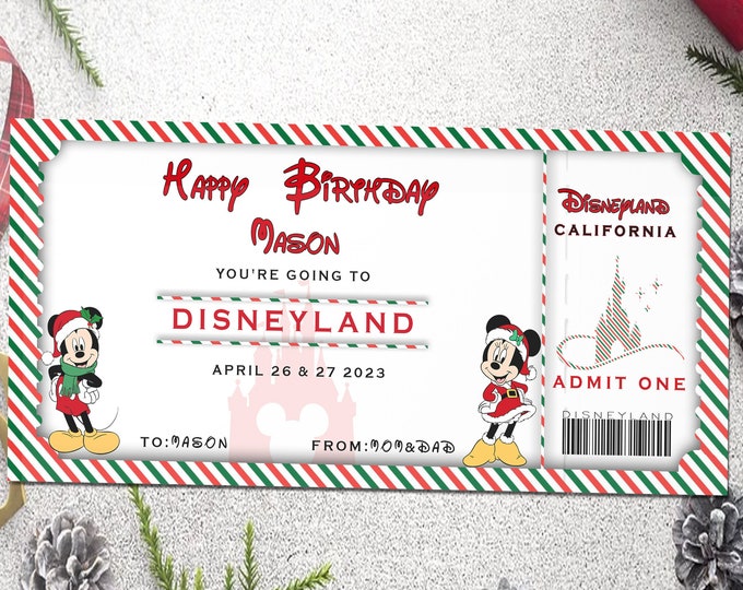 Printable Disneyland Ticket Happy Birthday Gift Template, Birthday Gift Certificate, Printable ...