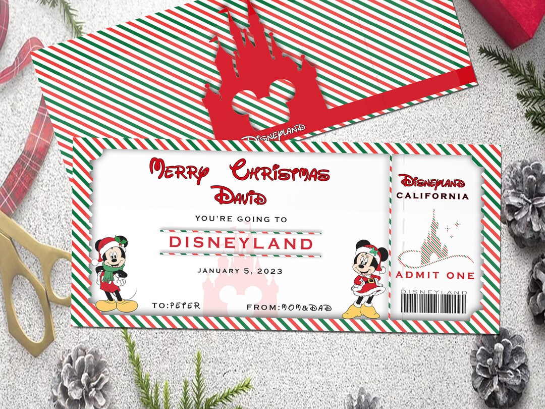 Printable Christmas Disneyland Ticket Christmas Gift Template, Santa ...