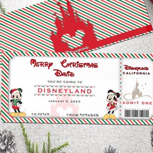 Disneyland Ticket zum Ausdrucken happy birthday merry christmas , Geburtstagsgeschenkgutschein, druckbare Geschenkkarte, Freizeitpark Überraschungsreise, druckbare Disneyland Karte