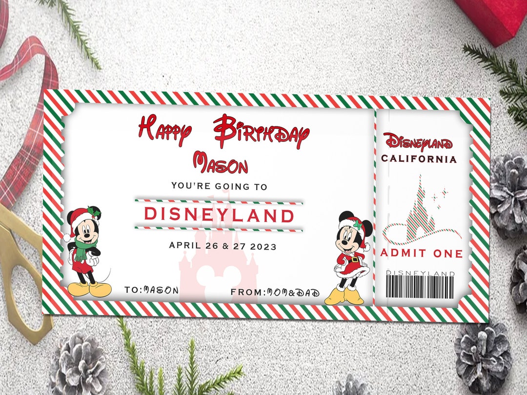 Printable Disneyland Ticket Happy Birthday Gift Template, Birthday Gift ...