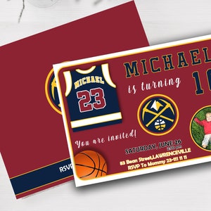 Denver Nuggets Invitation, DENVER Birthday Invitations, PrintableNuggets Party Invites,  Printable DIY miami heat nba invitation, Nuggets
