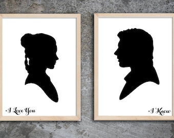 Prinzessin Leia Han Solo Silhouette Print: Star Wars Dekor (Digitaler Download)