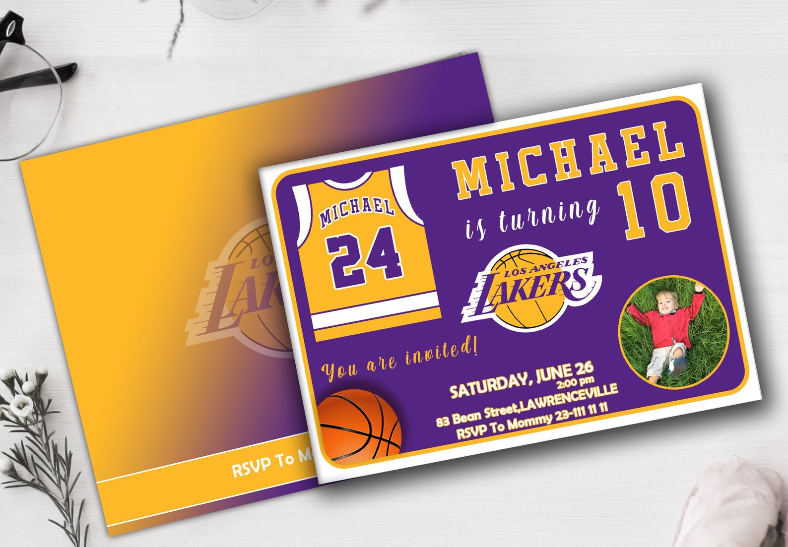 LA Lakers Invitation Los Angeles Laker Birthday Invitations Etsy