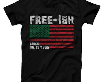 Juni Freiheitstag Shirt: Distressed Flagge Schwarzes Geschichtskleid