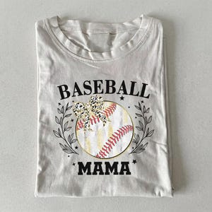 Comfot Color Baseball Mama Shirt with Leopard Bow Design for Sports Mom Gift image 6