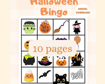 Halloween Bingo Game | Printable Party Activity- 10 pages (Digital Download)