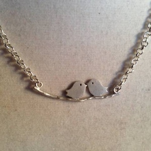 Silver Necklace - Love Bird Pendant Jewelry - Chain Jewellery - Nature - Love - Unique - Handmade