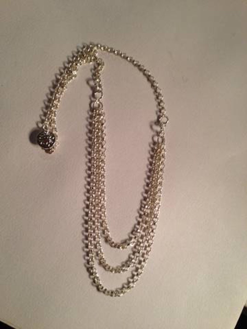 Silver Necklace Multi Strand Chain Jewellery Triple Strand Box Clasp - Etsy