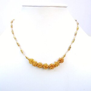 Gelbgold Kette - Perlenschmuck - Drahtgewickelter Schmuck - Ausgefallen - Kette N-73