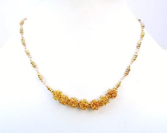 Geelgouden Ketting - Kraal Bar Sieraden - Wire Wrapped Sieraden - Fancy - Ketting N-73