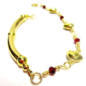 Gold Bracelet Valentine Jewelry Gold Jewellery Red Crystals Love Fashion image 4