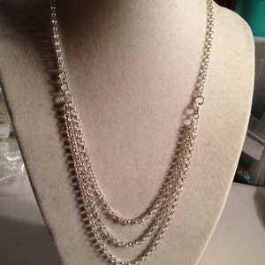 Silver Necklace Multi Strand Chain Jewellery Triple Strand Box Clasp - Etsy