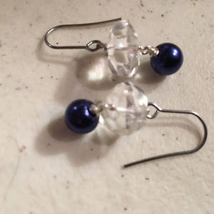 Navy Blue Earrings Crystal Quartz Gemstone Jewelry Silver Jewellery Chic Fashion image 2