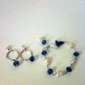 Royal Blue Bracelet Pearl Sieraden Armband Earring Combo Blauw en Wit Kristal Sieraden Unieke Sieraden Set