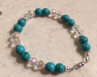 Turquoise Bracelet - Crystal Jewelry - Sterling Silver Jewelry - Gemstone Jewellery - Fashion - Boho
