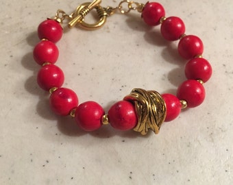 Red Bracelet - Turquoise Jewelry - Gold Jewellery - Gemstone - Fashion - Trendy - Beaded