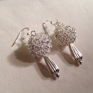 Silver Earrings Bridesmaid Earrings Wedding Earrings Dangle Jewelry Elegant Jewellery Beaded Luxe image 1