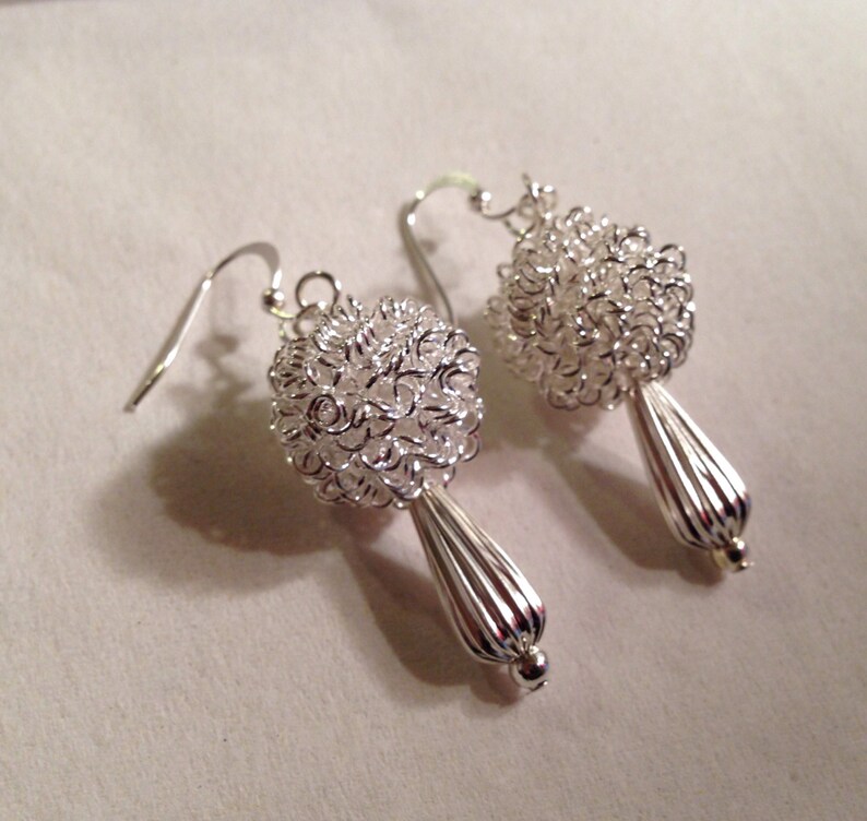 Silver Earrings Bridesmaid Earrings Wedding Earrings Dangle Jewelry Elegant Jewellery Beaded Luxe image 1